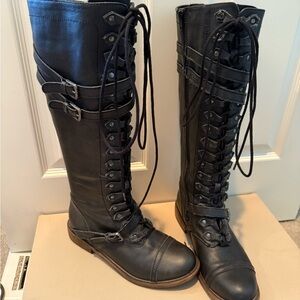 Black Leather Knee-High Boots